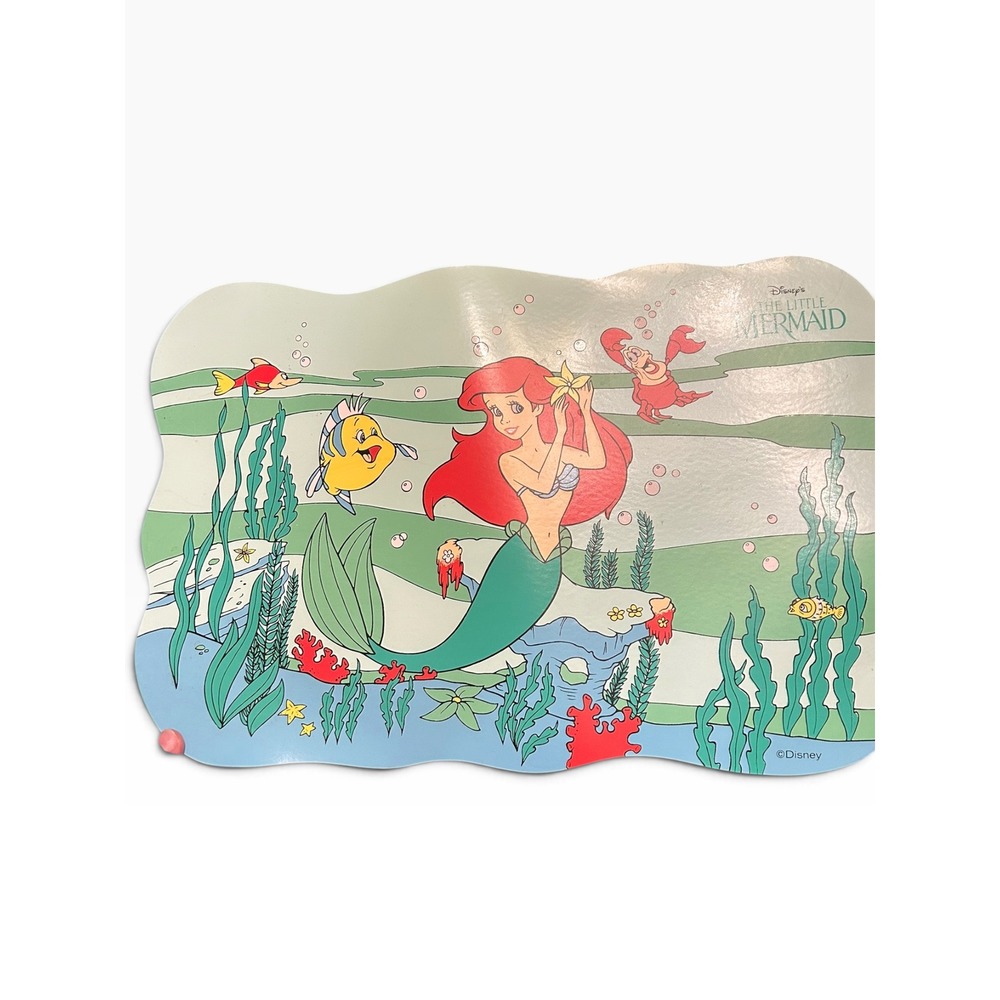 Vintage 90s Disney Placemats Little Mermaid Ariel Beauty and the Beast Set